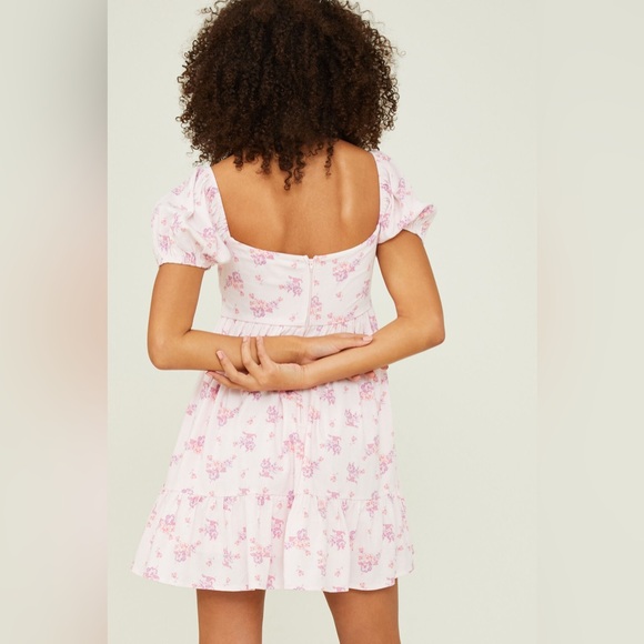 NEW Altard State Kate Puff Sleeve Cottagecore Babydoll Pink Mini Dress - Picture 2 of 6